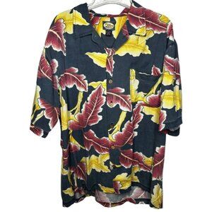 Tommy Bahama L Hawaiian Shirt Large Banana Leaf‎ Floral Aloha Island Camp Casual